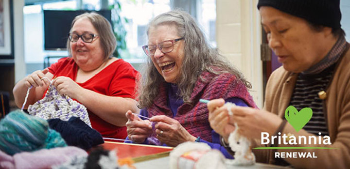 Three women knitting