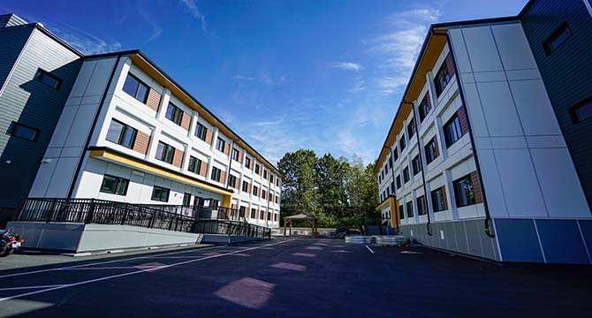 Temporary modular housing at 1580 Vernon Dr