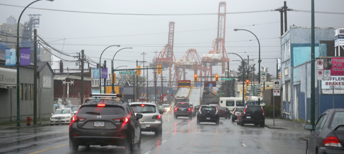 Traffic near East Hastings Street