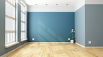 Vacant apartment with blue walls and no furniture Vacant apartment with blue walls and no furniture