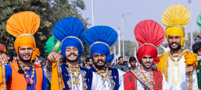 A group of men gather to celebrate Vaisakhi festival