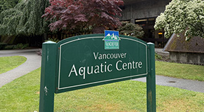 Vancouver Aquatic Centre sign in front of the aquatic centre 