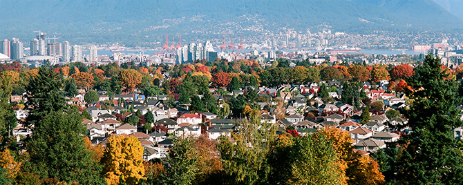 City scape of Vancouver in the fall