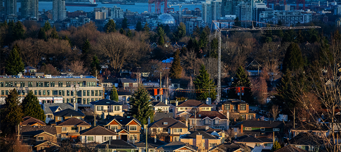 Rows of homes in Vancouver