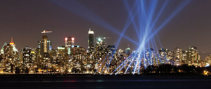 Downtown Vancouver illuminated with lights Downtown Vancouver illuminated with lights