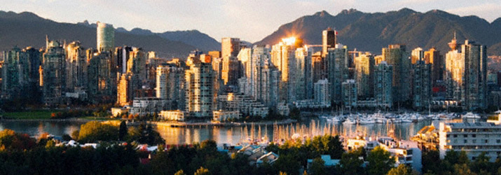 Vancouver skyline at sunset