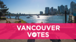View of False Creek from under Cambie Street Bridge with caption: Vancouver votes View of False Creek from under Cambie Street Bridge with caption: Vancouver votes