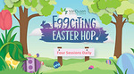 Eggciting Easter Hop cartoon drawing with trees and eggs Eggciting Easter Hop cartoon drawing with trees and eggs