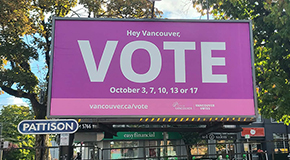 Voting signage on a billboard