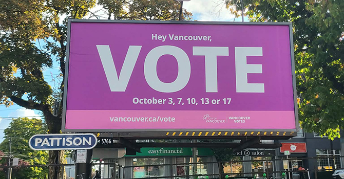 Voting signage on a billboard