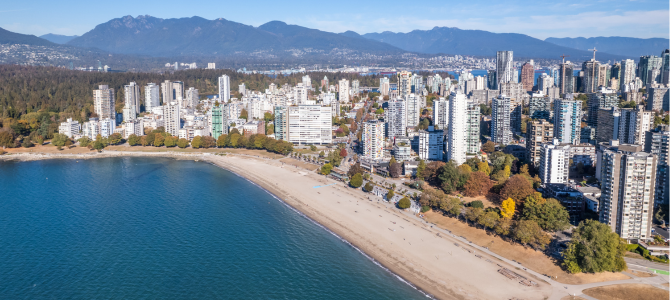 Aerial view of West End's waterfront. 