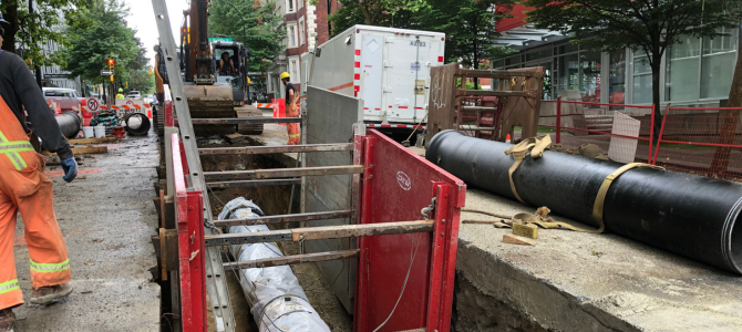 Construction work on the street in progress