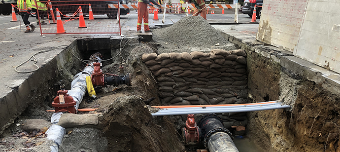 Water pipe construction for West Pender upgrades