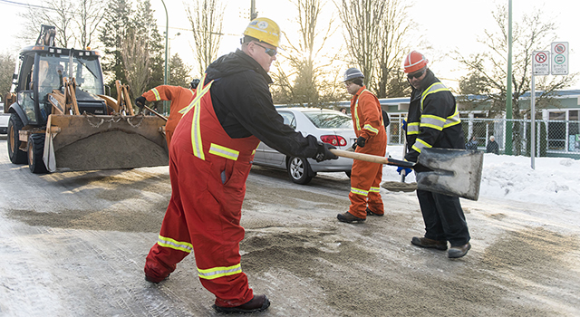 City of Vancouver staff sanding and salting roads City of Vancouver staff sanding and salting roads