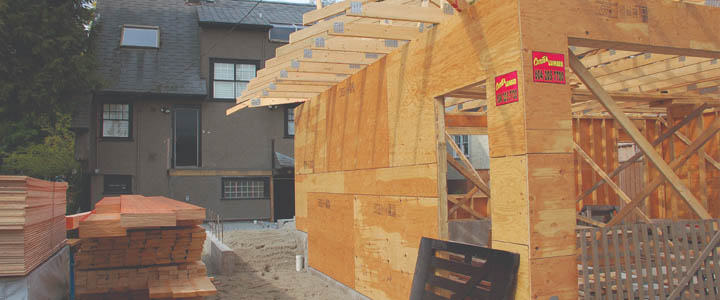 Wood frame of a house being built