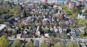 Aerial view of a neighbourhood in Vancouver