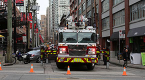 Fire truck on a street in Yaletown