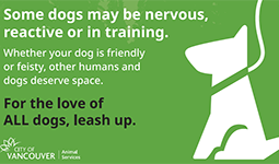 Poster encouraging dog owners to leash their dog