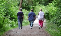 Women walking down a trail