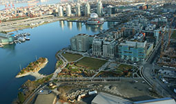 Aerial view of Olympic Village