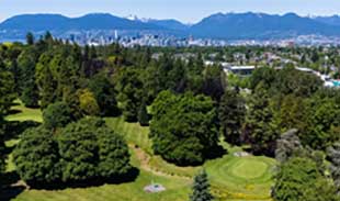 Queen Elizabeth Pitch and Putt greens with mountains in the background