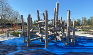 Wooden play structure at South Kinross Park