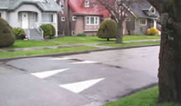 Speed humps on a residential street