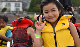 Child with a life jacket on