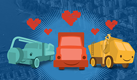 Thank you Vancouver text with illustrations of city vehicles