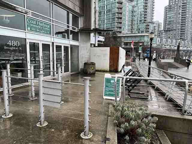 Accessible entrance to voting location at Coal Harbour Community Centre