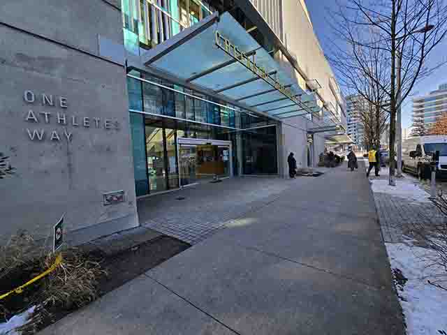 Accessible entrance to voting location at Creekside Community Recreation Centre