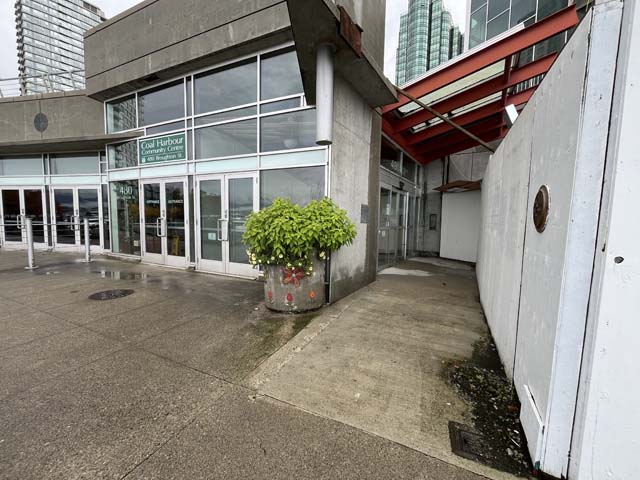 Accessible entrance to voting place at Coal Harbour Community Centre