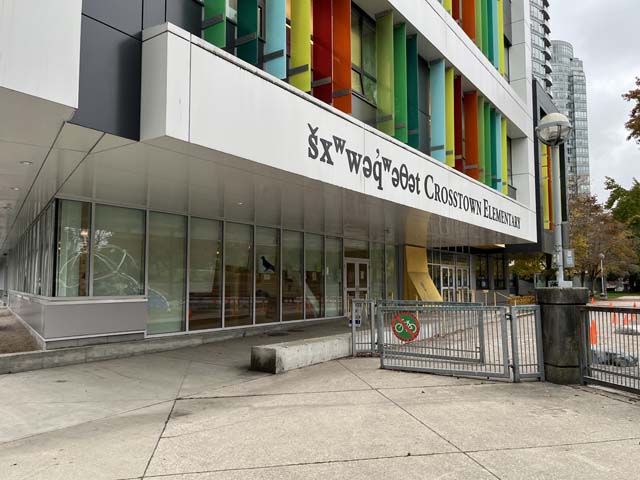 Accessible entrance to voting place at Crosstown Elementary School