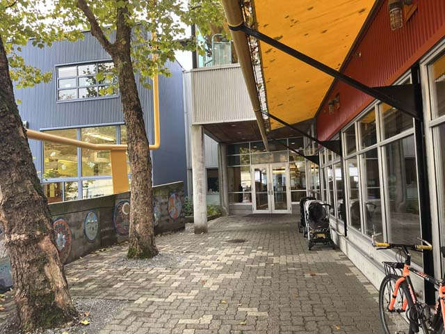 Accessible entrance to voting place at False Creek Community Centre