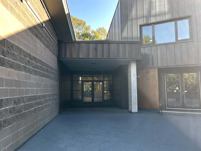 Accessible entrance to voting place at Fraser Lands Church