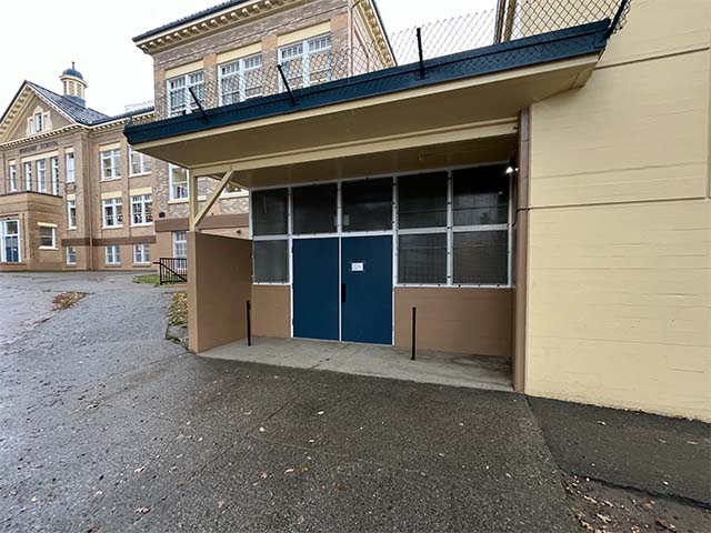Accessible entrance to voting place at John Norquay Elementary School