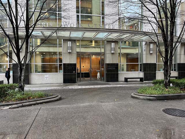 Accessible entrance to voting place at Morris J. Wosk Centre for Dialogue