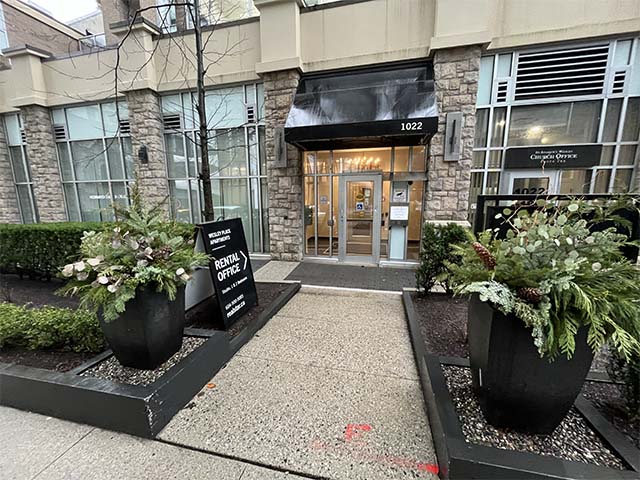 Accessible entrance to voting place at St. Andrew's-Wesley United Church