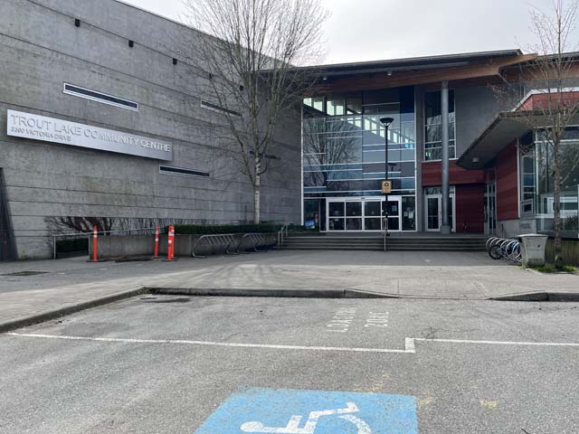 Accessible entrance to voting place at Trout Lake Community Centre